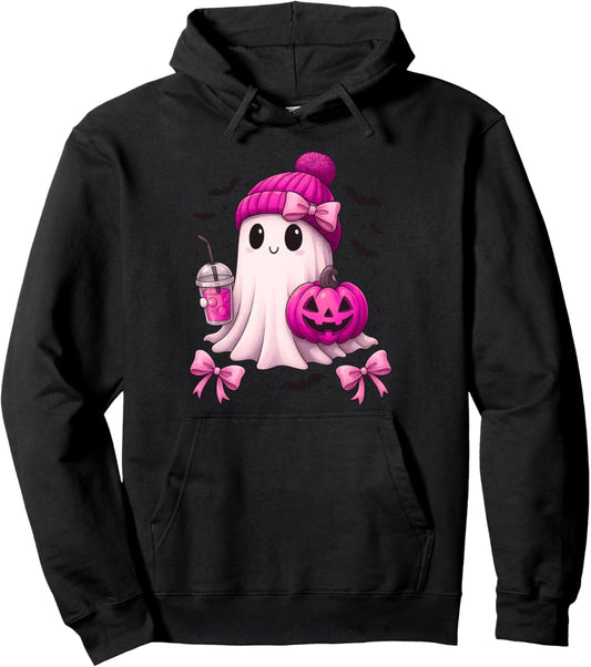Funny Ghost Coquette Fall Pumpkin Spooky Season Halloween Pullover Hoodie