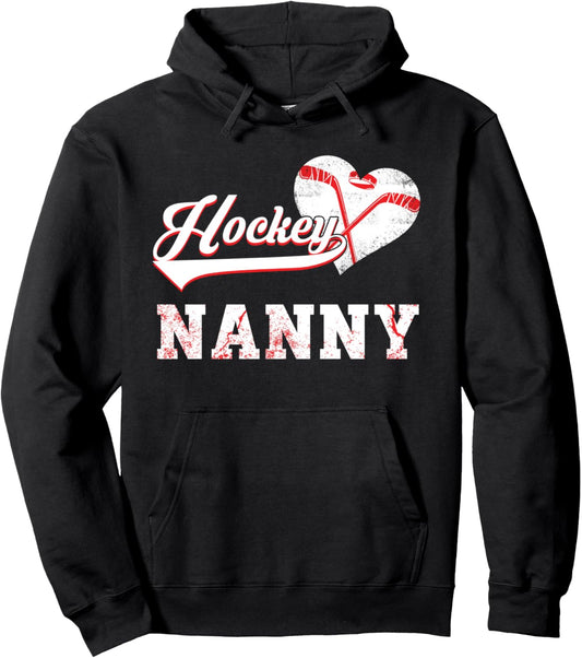 Family Hockey Player Hockey Nanny Vintage Christmas Xmas Pullover Hoodie