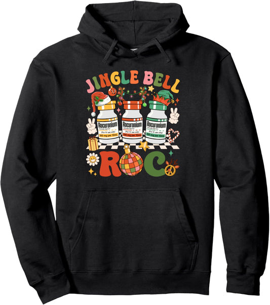 Groovy Jingle Bell Roc ER Nurse Christmas PJS Women Girls Pullover Hoodie