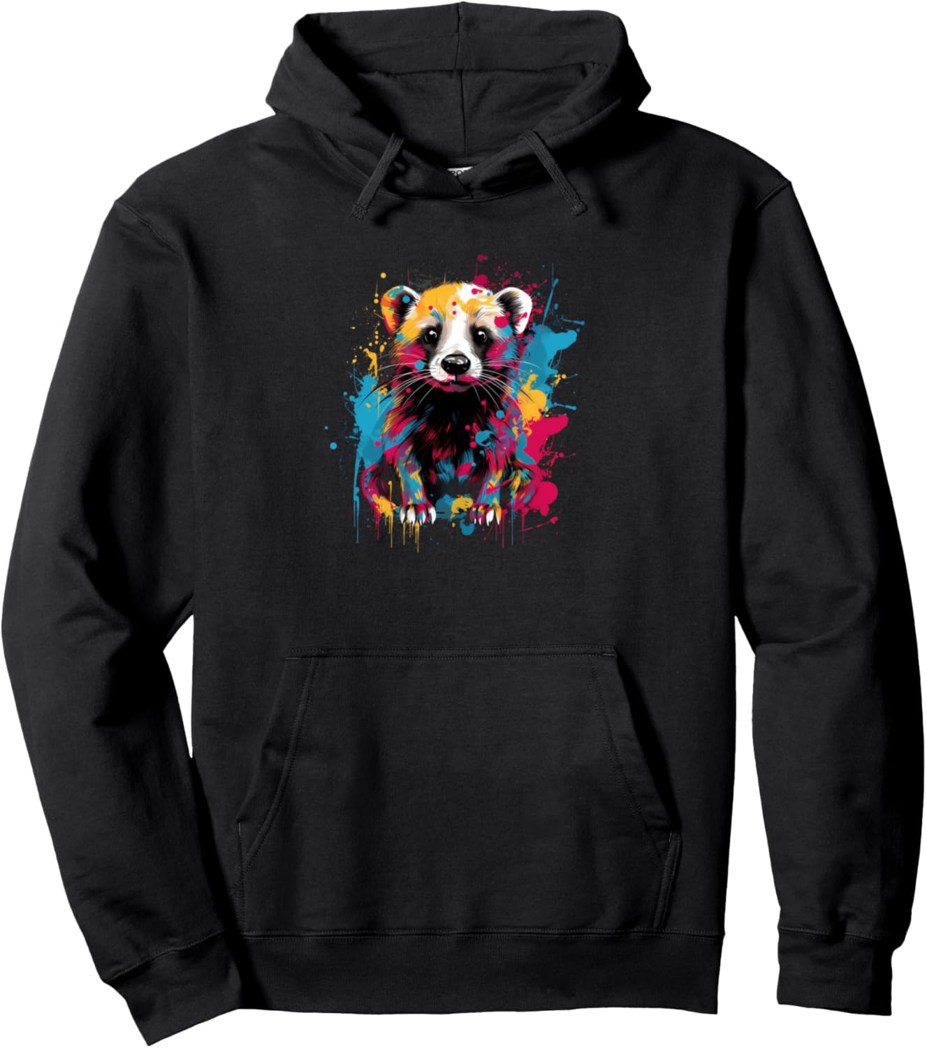 Ferret Vibrant Colors Paint Splatter Pet Lovers Cute Women's Pullover Hoodie