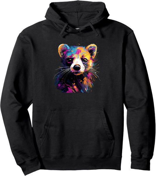 Ferret Vibrant Colors Paint Splatter Pet Lovers Cute Women's Pullover Hoodie