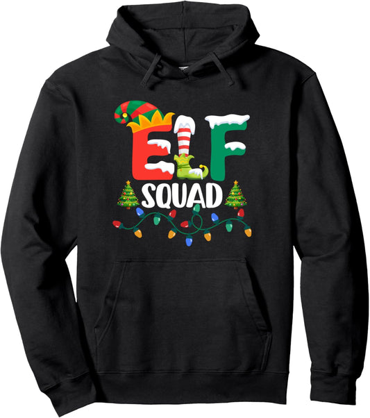 Family Christmas 2024 Matching Elf Squad Santa Funny Xmas Pullover Hoodie