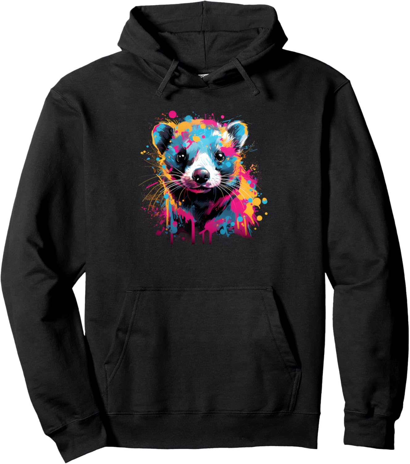 Ferret Vibrant Colors Paint Splatter Pet Lovers Cute Women's Pullover Hoodie
