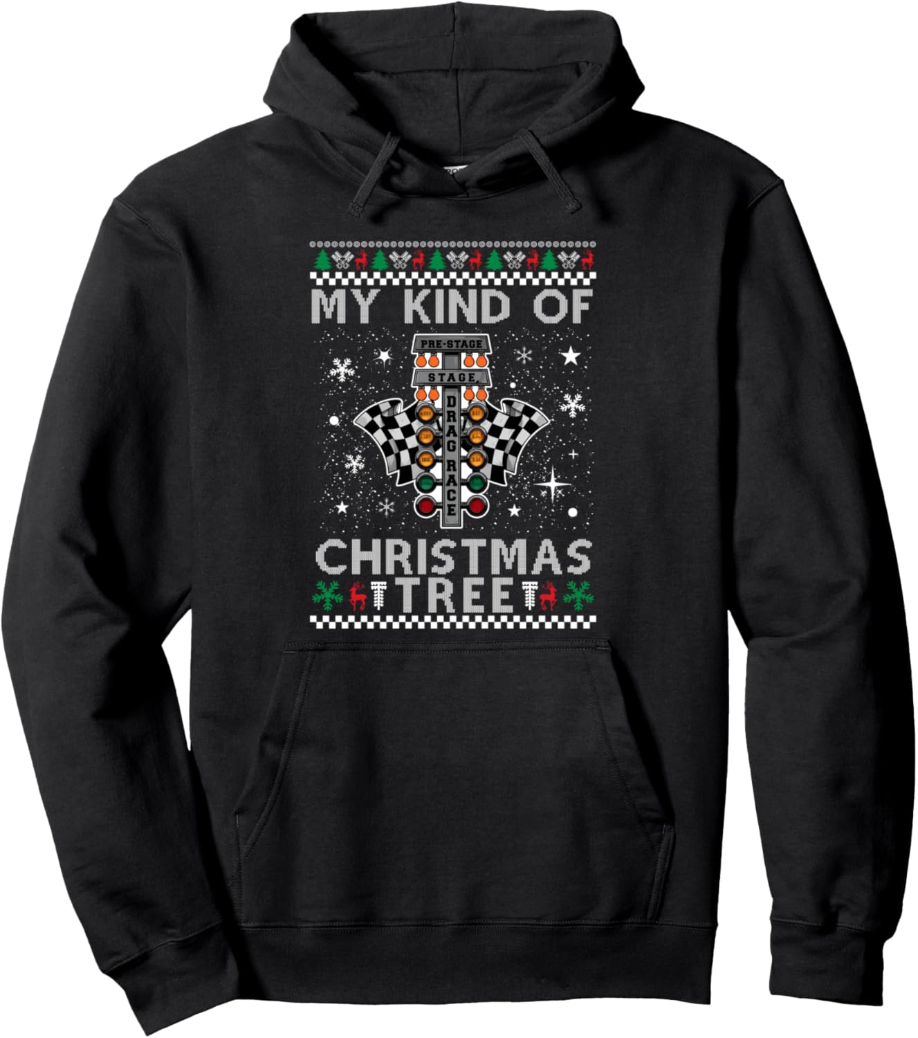 Drag Racers Racing Christmas Tree Pullover Hoodie
