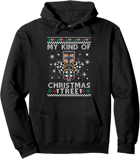Drag Racers Racing Christmas Tree Pullover Hoodie