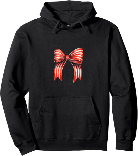 Festive Coquette Christmas Bows Red Green Xmas Collection Pullover Hoodie