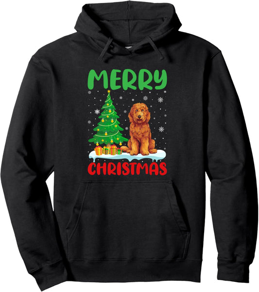 Goldendoodle Dog Tree Xmas Sweater Men Women Ugly Christmas Pullover Hoodie