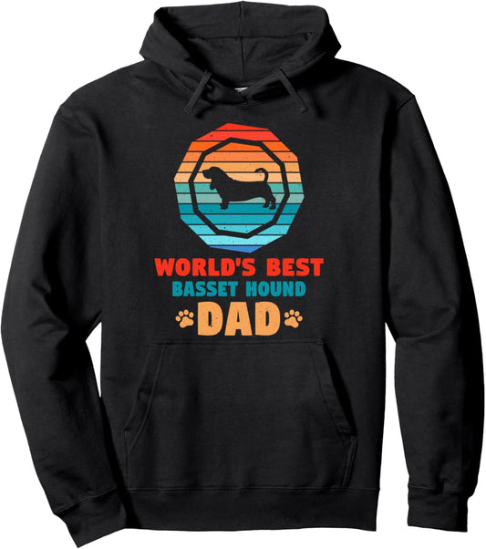 Dog Father Gift World's Best Basset Hound Dad Dog Pullover Hoodie