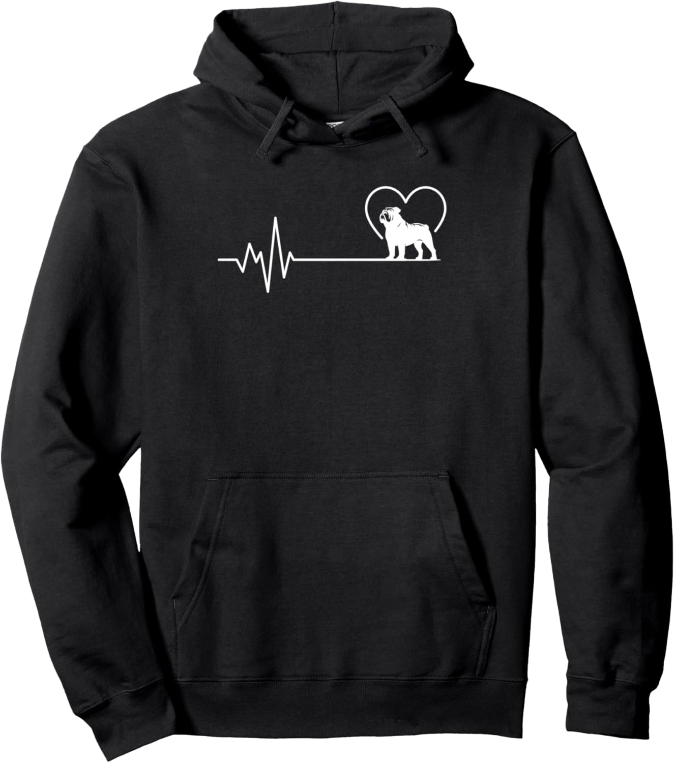 English Bulldog Heartbeat Dog Mom Dad Dog Lovers Pullover Hoodie