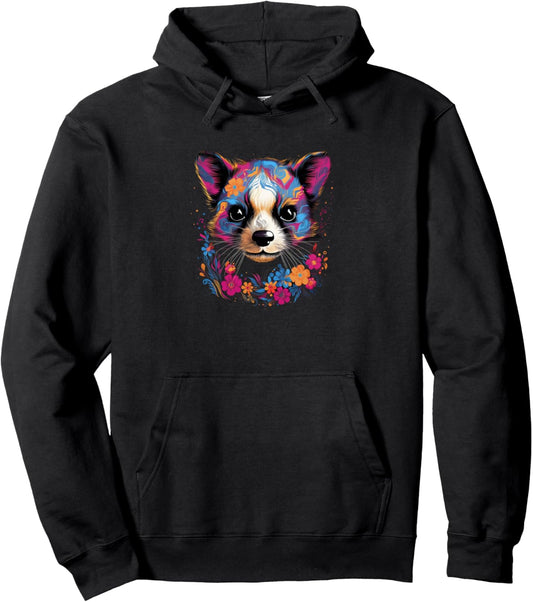 Ferret Vibrant Colors Paint Splatter Pet Lovers Cute Womens Pullover Hoodie