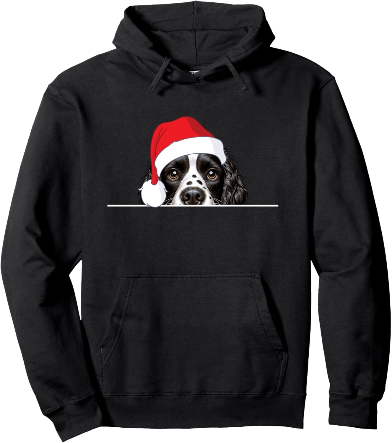 English Springer Spaniel Dog Lover Funny Santa Hat Christmas Pullover Hoodie