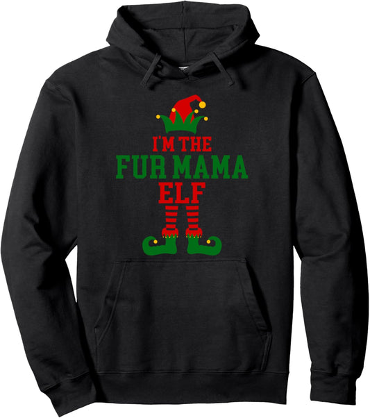 Family Matching I'm The Fur Mama Elf Christmas Pullover Hoodie