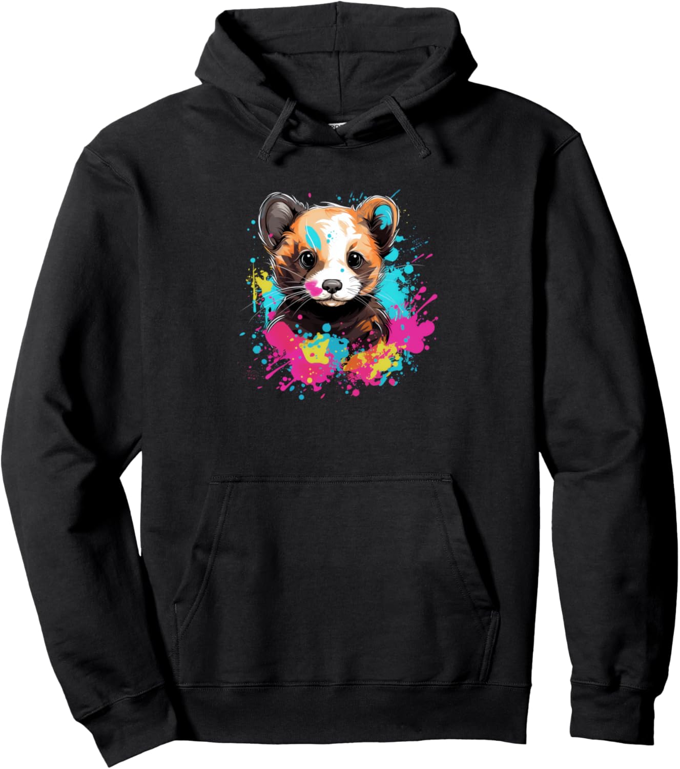 Ferret Vibrant Colors Paint Splatter Pet Lovers Cute Women's Pullover Hoodie