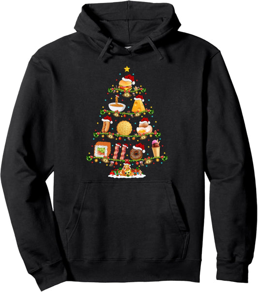 Fast Food Lover Xmas Lighting Fast Food Christmas Tree Pullover Hoodie