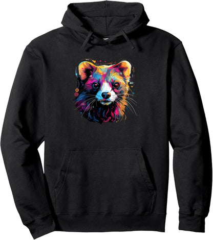 Ferret Vibrant Colors Paint Splatter Pet Lovers Cute Women's Pullover Hoodie