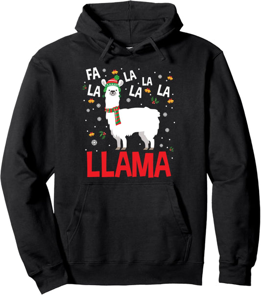 Fa La La Llama Design Cute Christmas Llama Pullover Hoodie