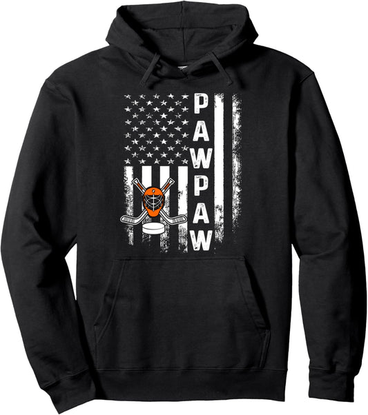 Hockey Pawpaw American Flag Vintage Christmas Xmas Pullover Hoodie