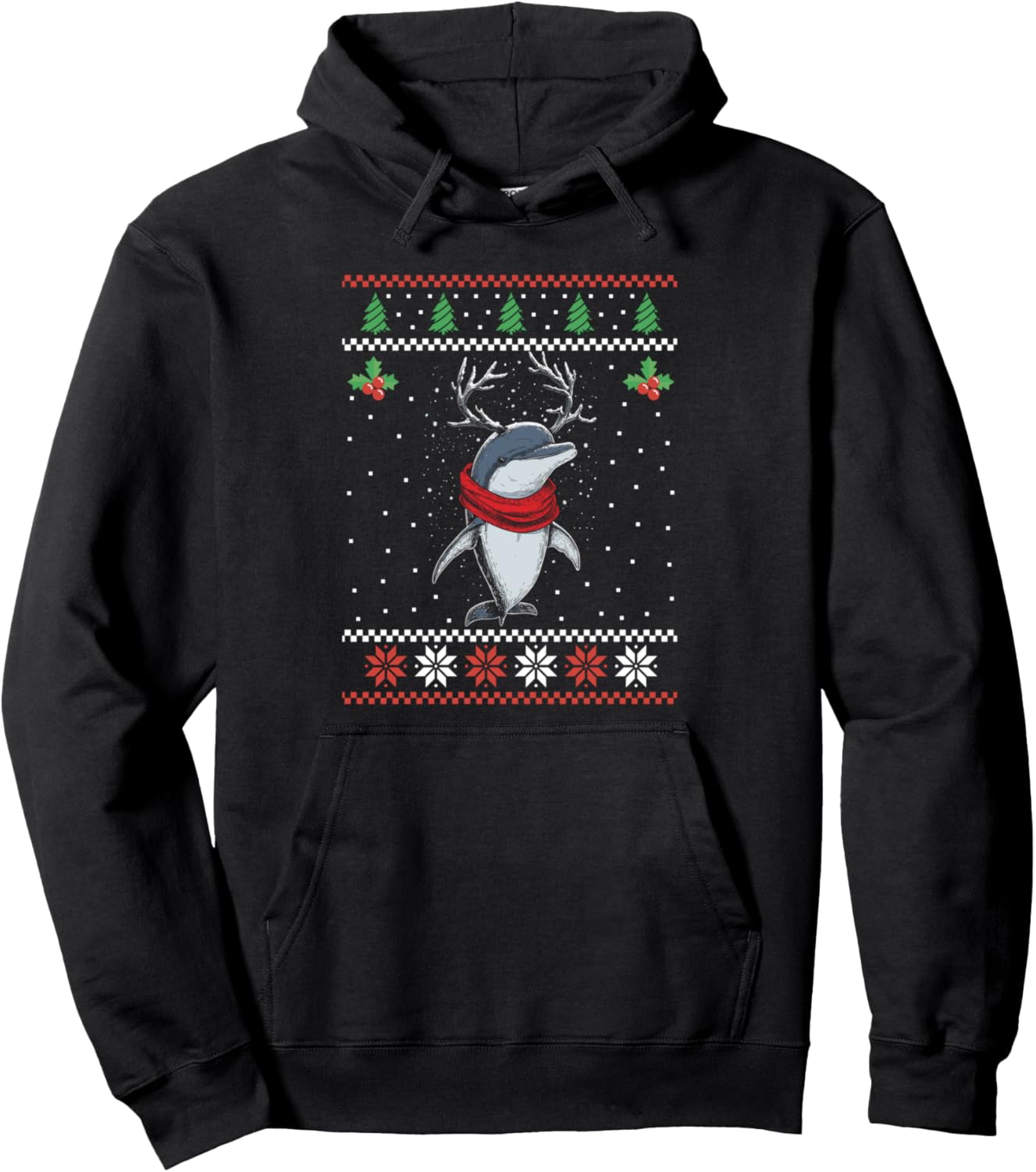Dolphin Reindeer Ugly Christmas Sweater Xmas Pullover Hoodie