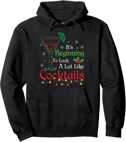 Drink Alcohol Cocktails Lover Christmas Santa Ugly Christmas Pullover Hoodie
