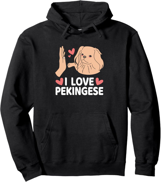 Dog Owner Pet Lover I Love Pekingese Pullover Hoodie