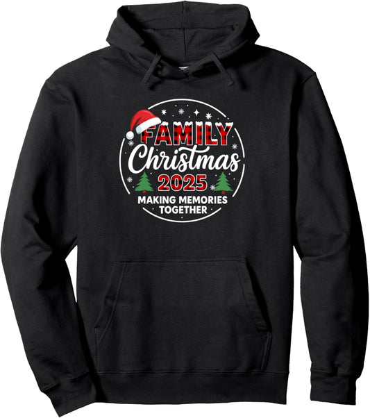 Family Christmas 2025 Matching Outfit Red Plaid Xmas Santa Pullover Hoodie