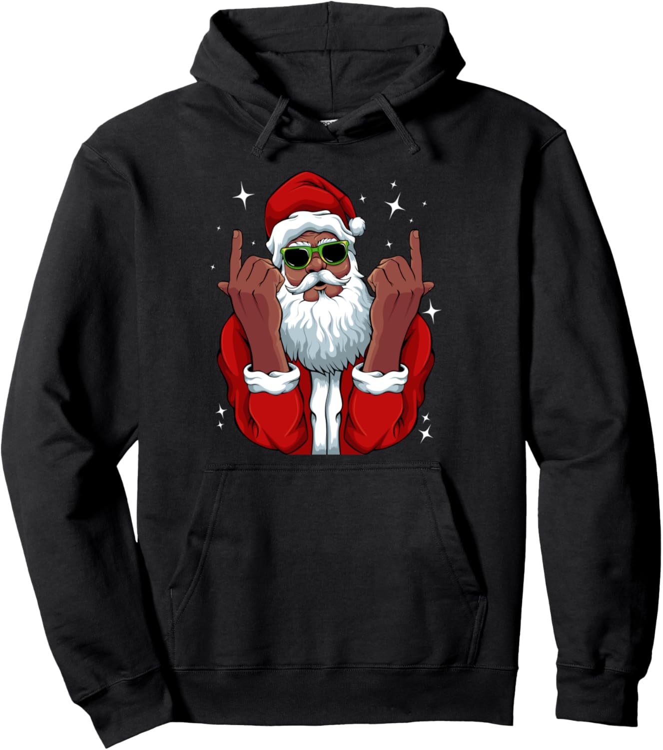 African American Santa Christmas Pajama Cool Black X-Mas Pullover Hoodie