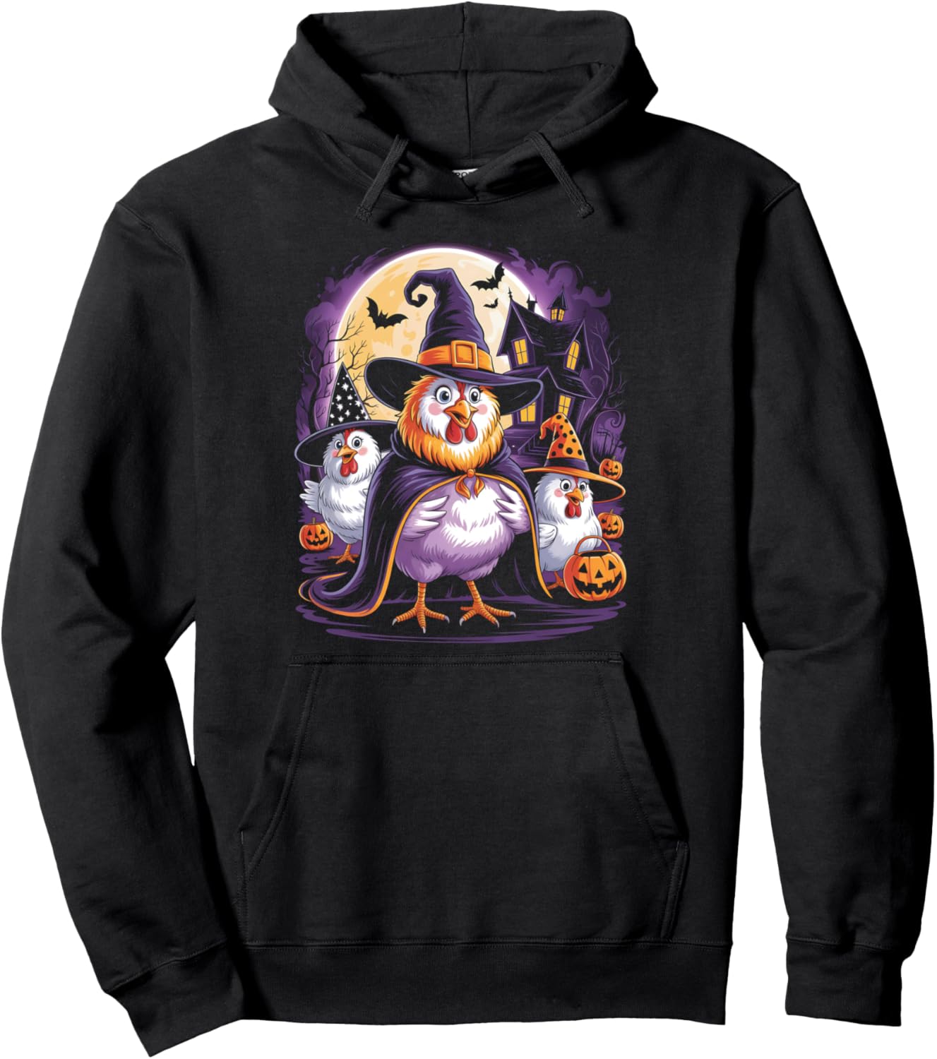 Farmer Funny Halloween Chickens Witch Spooky Season Pullover Hoodie