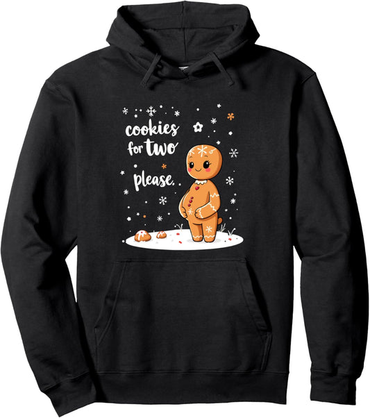 Eating Christmas Cookies For Two Xmas Pregnancy Announcement Pullover Hoodie