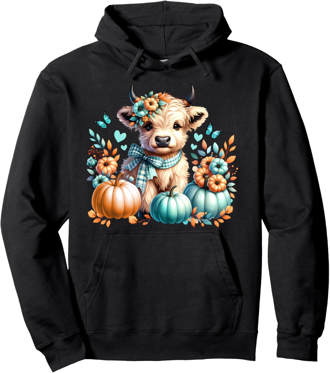 Fall Baby Highland Cow Spooky Season Autumn Cow Pullover Hoodie