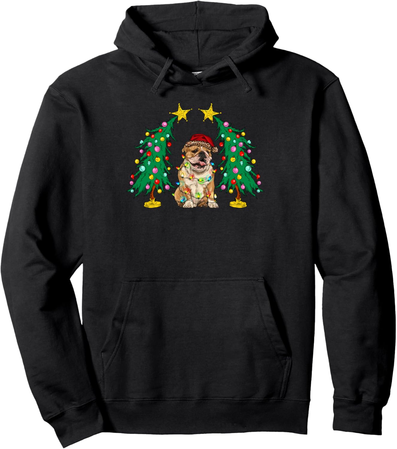 English Bulldog Dog Christmas Pajamas Matching Xmas Tree Pullover Hoodie