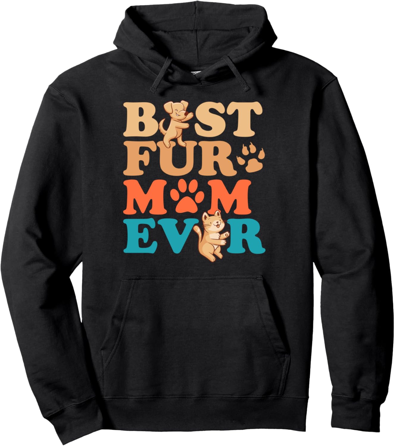 Dog Mom and Cat Mom Mothers Day Cat Dog Lover Fur Mom Mama Pullover Hoodie