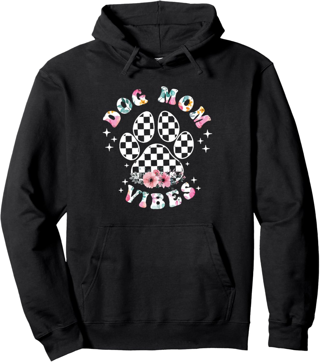 Dog Mom Vibes Shirt, Fur Mama tee gifts, Paw Flower 2 sides Pullover Hoodie