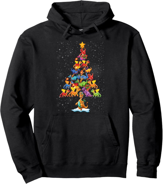 Dragons Christmas Tree Dragon Lover Cute Dragons Xmas Pullover Hoodie
