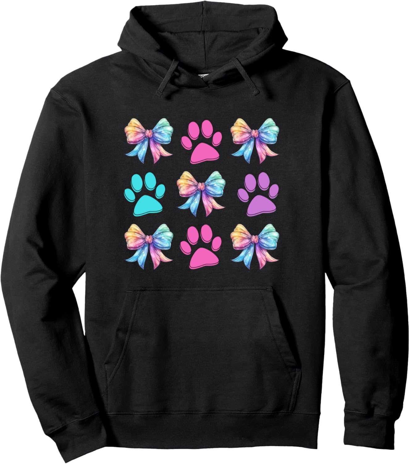 Dog Paws and Cute Coquette Bows for Fur Mamas Pullover Hoodie
