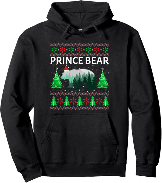 Family Matching Ugly Christmas Sweater Prince Bear Xmas Pullover Hoodie