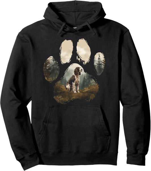 English Springer Spaniel Mountain Paw Design Dog Mom Dad Pullover Hoodie