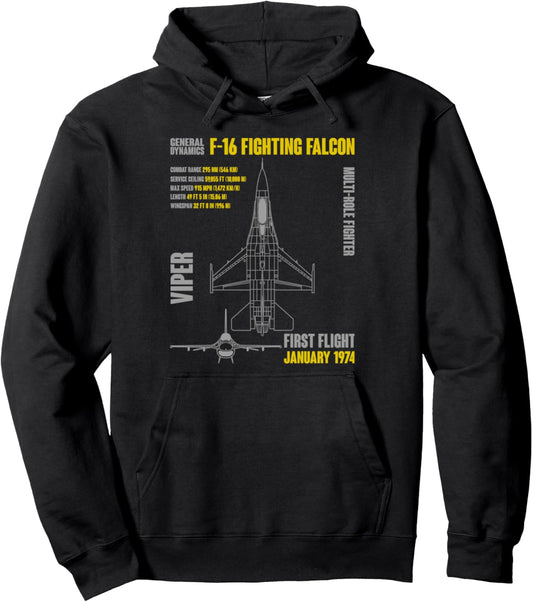 F-16 Fighting Falcon Military Aircraft Veterans Day Xmas Pullover Hoodie