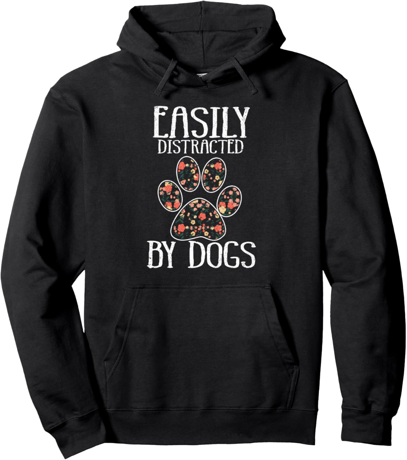 Easily Distracted By Dogs Cute Pet Lovers Vintage Dog Owner Pullover Hoodie