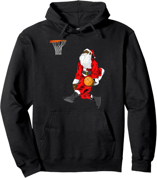 African American Santa claus Basketball Ugly Christmas 2021 Pullover Hoodie