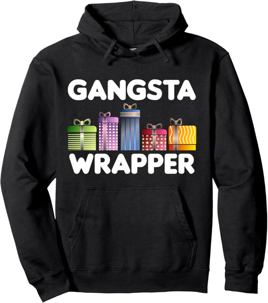 Funny Christmas Shirts &amp; Cool Xmas Pun Gifts Gangsta Wrapper Pullover Hoodie