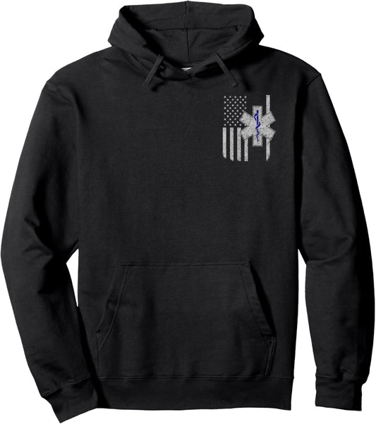 EMT / First Responder Flag Tee or Two Sided Hoodie Pullover Hoodie