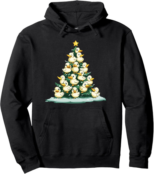 Duck Christmas Tree Funny Duck Xmas Pullover Hoodie