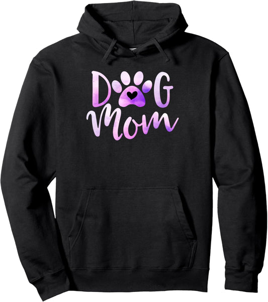Dog Mom Purple Watercolor Paw Love Rescue Dogs Cute Dog Mama Pullover Hoodie
