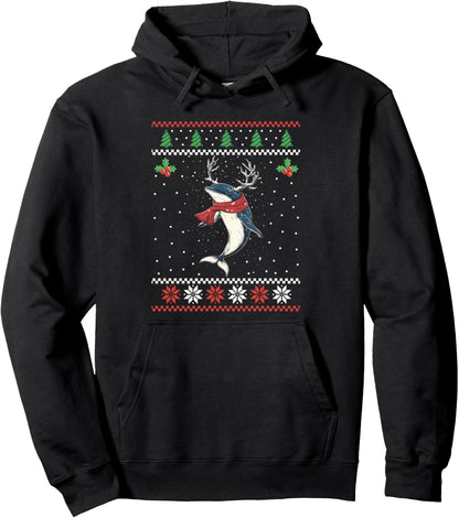 Dolphin Reindeer Ugly Christmas Sweater Xmas Pullover Hoodie