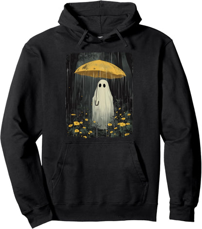 Floral Ghost Umbrella Rain Forest Spooky Season Halloween Pullover Hoodie