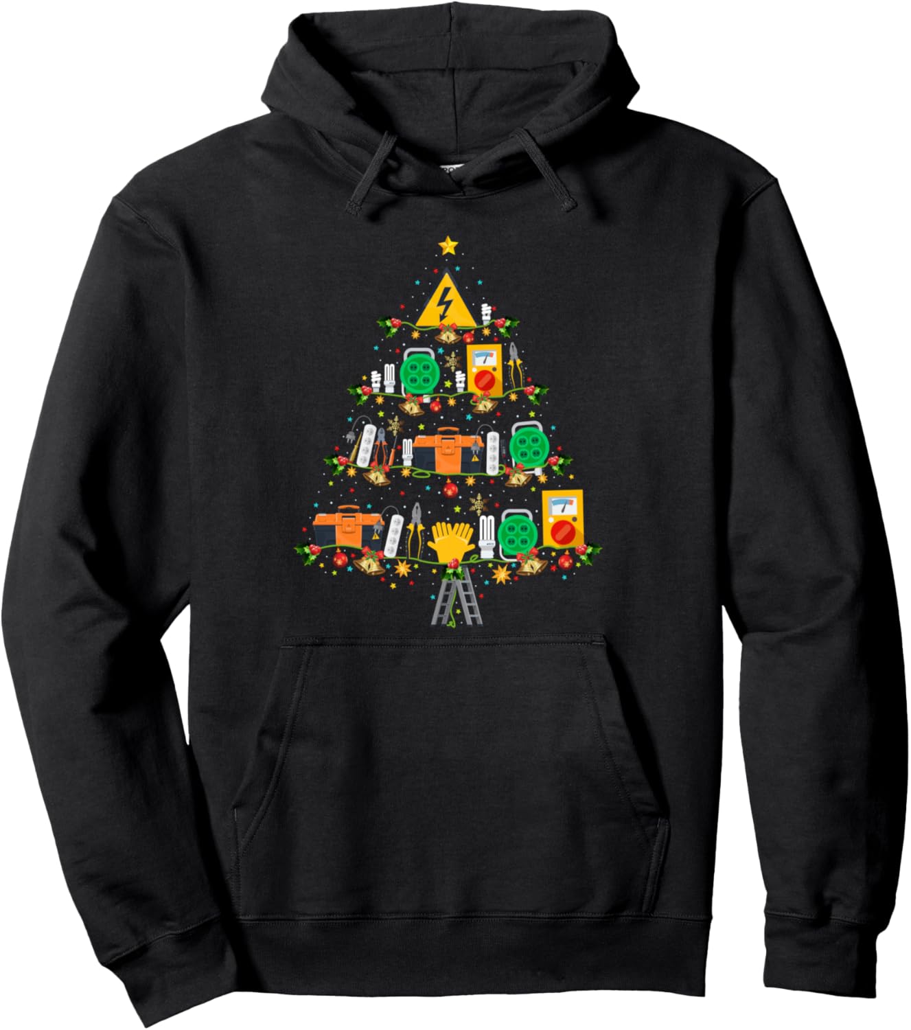 Electrical Tools Xmas Tree Lights Electrician Christmas Pullover Hoodie