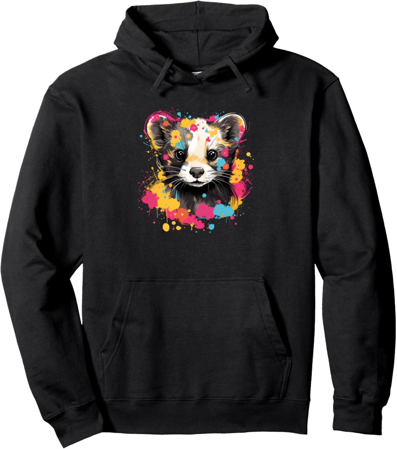 Ferret Vibrant Colors Paint Splatter Pet Lovers Cute Women's Pullover Hoodie