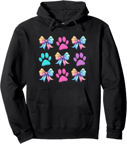 Dog Mom Fur Mama Cute Bows Coquette and Feminine Pullover Hoodie