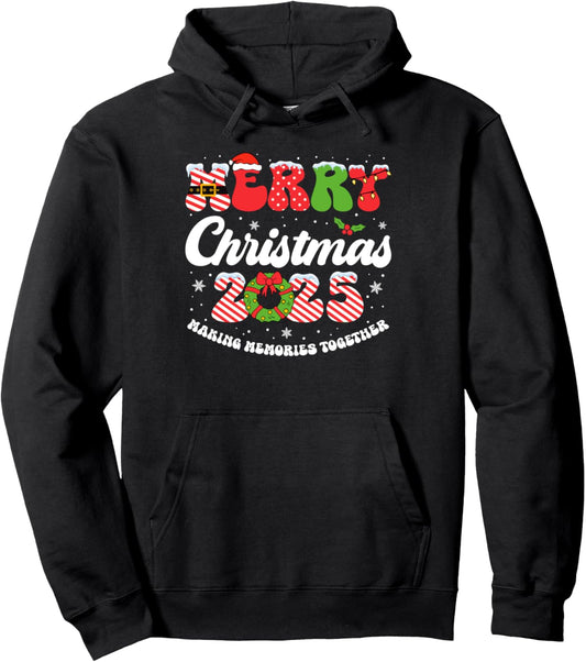 Groovy Merry Christmas 2025 Matching Family Christmas Xmas Pullover Hoodie