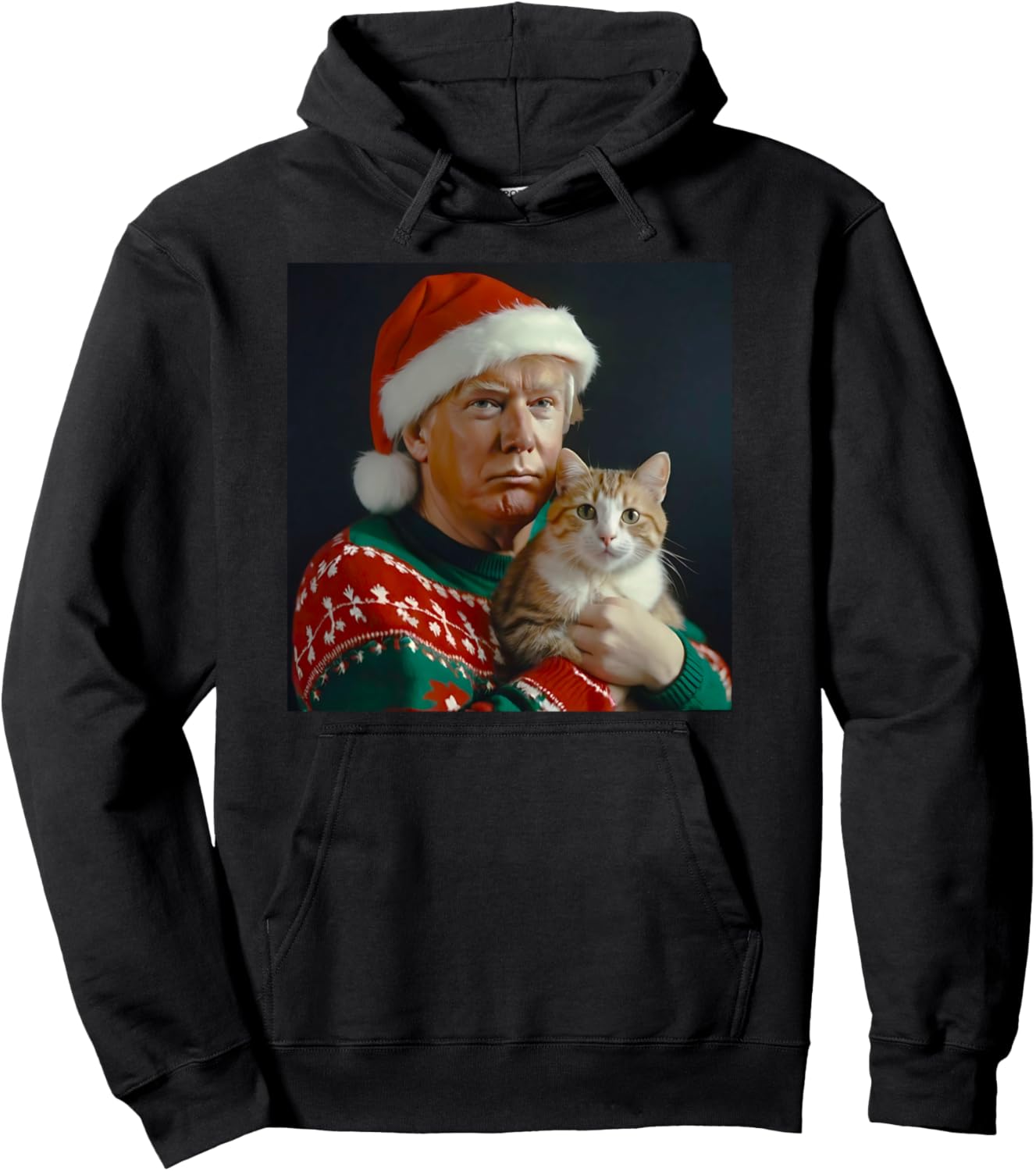 Donald Trump and Cat for Cat Lovers Xmas Pajamas Pullover Hoodie